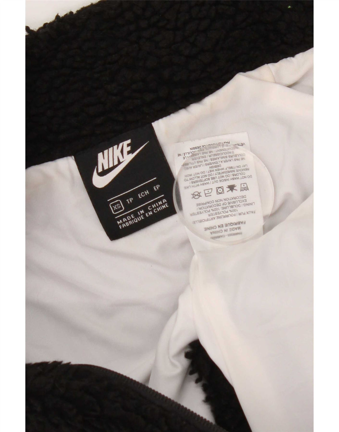 Nike Veste polaire surdimensionnée graphique pour femme UK 6 XS Noir Polyester