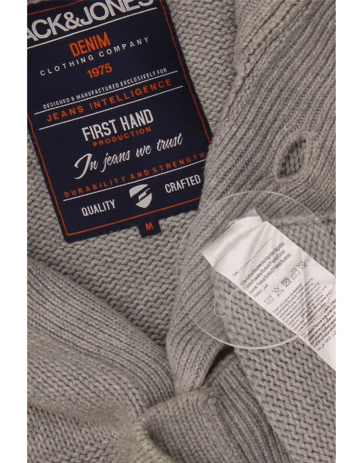 Jack & Jones Cardigan Pull Gris Moyen Rayé Coton Homme