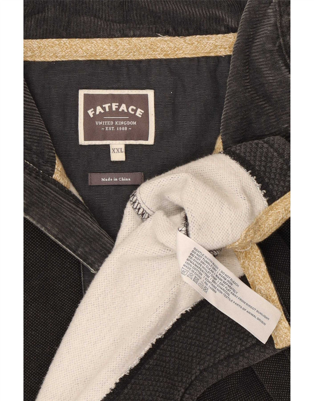 Fat Face Sweat-shirt à col zippé pour homme 2XL Gris Coton