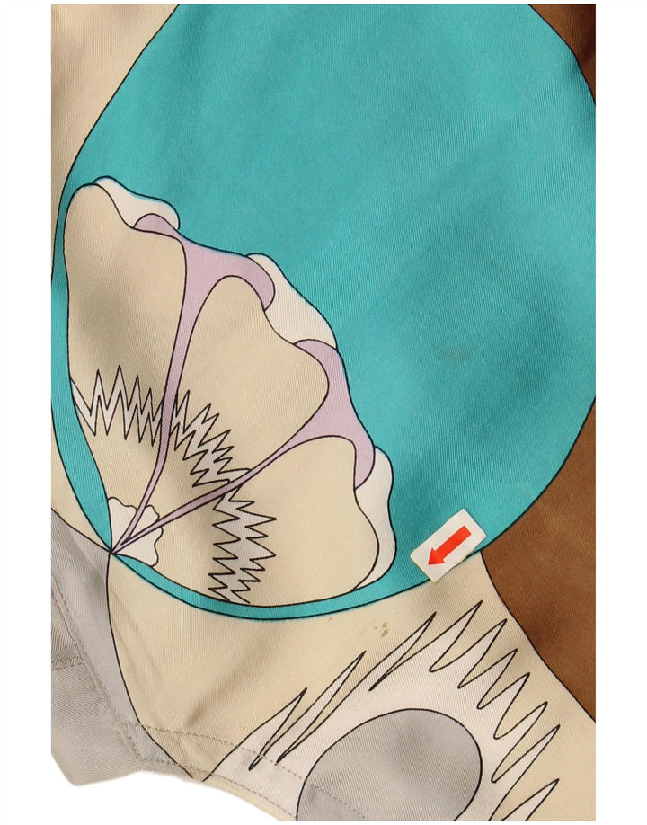 VINTAGE Femmes Motif Abstrait Blouse Top UK 14 Moyen Multicolore