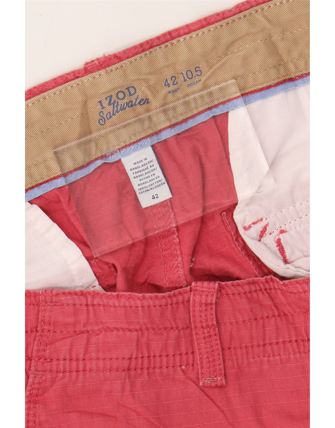 IZOD Short cargo d'eau salée pour homme W42 2XL en coton à carreaux rose