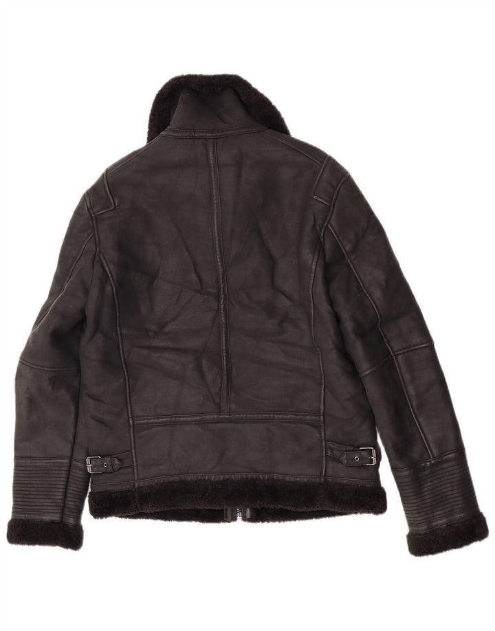 Zara Veste Sherpa Homme UK 38 Medium Noir Polyuréthane