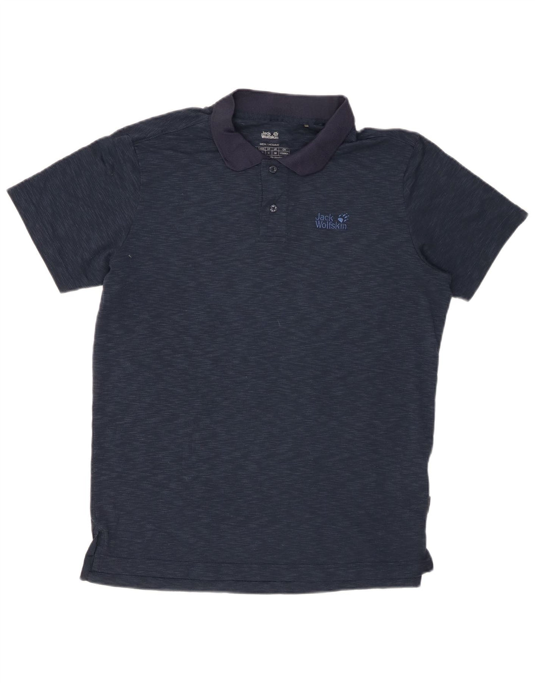 JACK WOLFSKIN Polo Homme UK 38 Petit Bleu Marine Moucheté Polyester