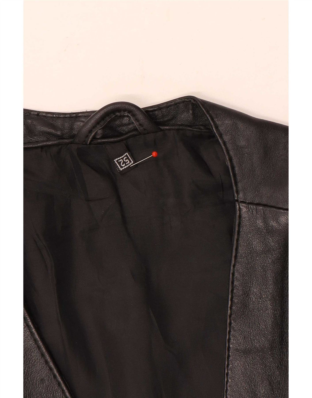 vintage Mens Leather Utility Gilet EU 52 XL Noir