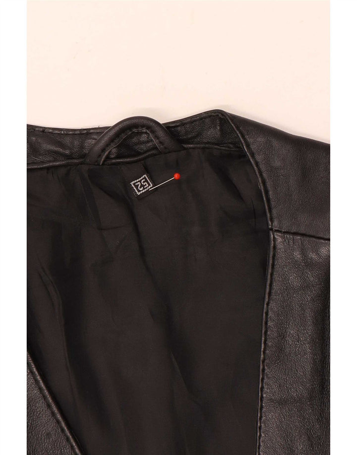 vintage Mens Leather Utility Gilet EU 52 XL Noir