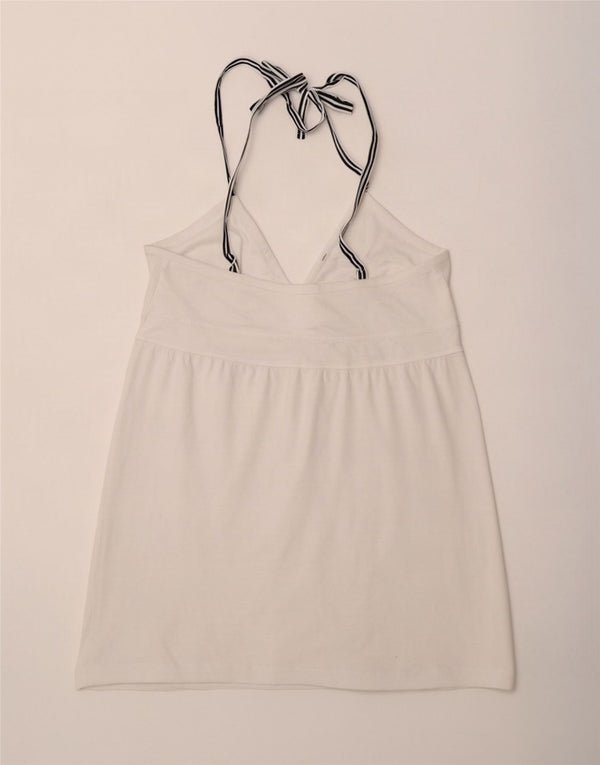 North Sails Haut court dos nu pour femme UK 14 Grand coton blanc