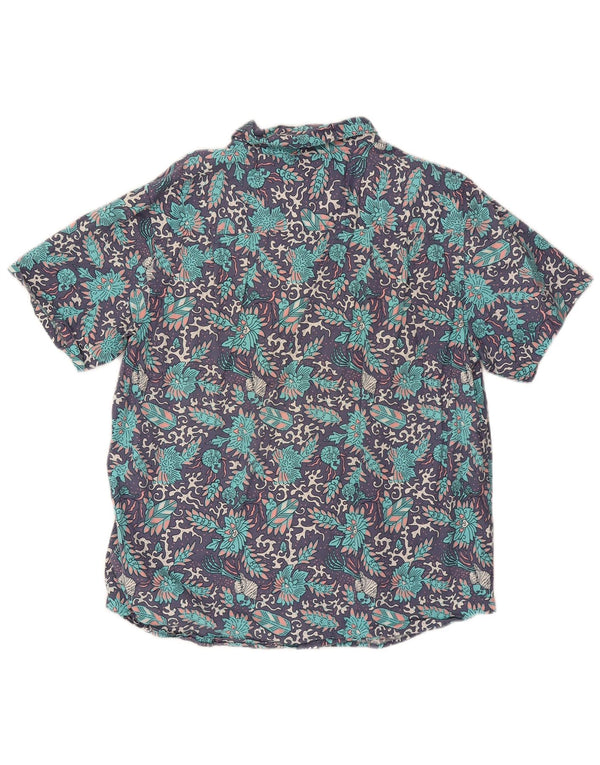 Hurley Chemise à manches courtes pour homme en coton floral bleu grand