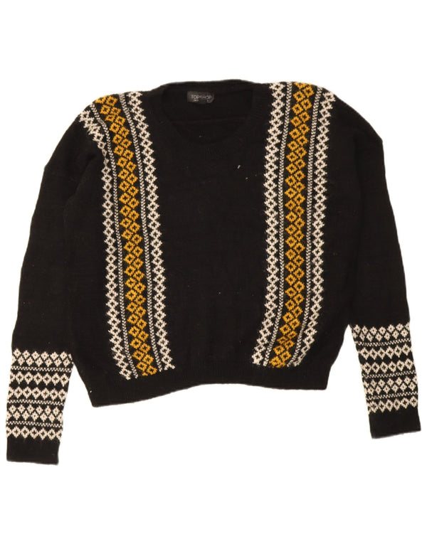 Topshop Pull ras du cou pour femme UK 10 Petit Noir Géométrique