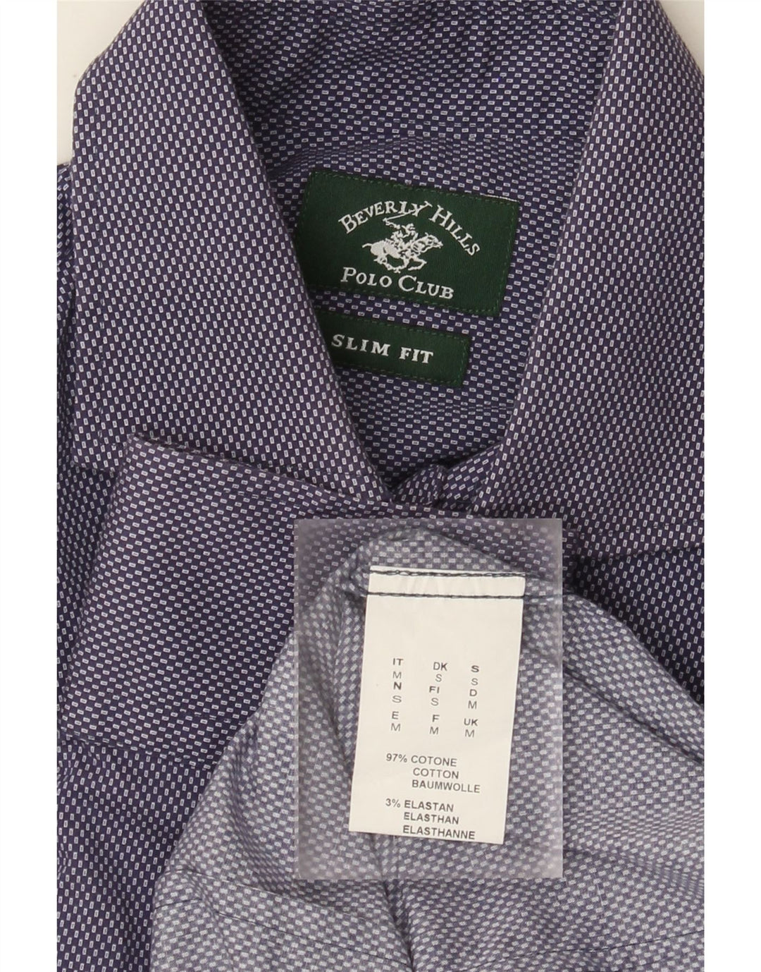 Beverly Hills Chemise Slim Fit Homme Bleu Moyen à Pois Coton