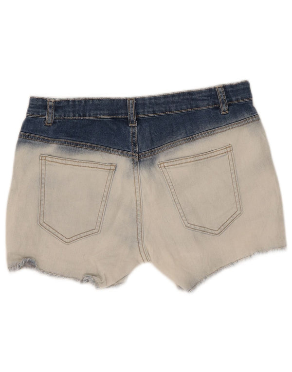 Benetton Short en Jean Fille 13-14 Ans W28 3XL Bleu Colorblock Coton