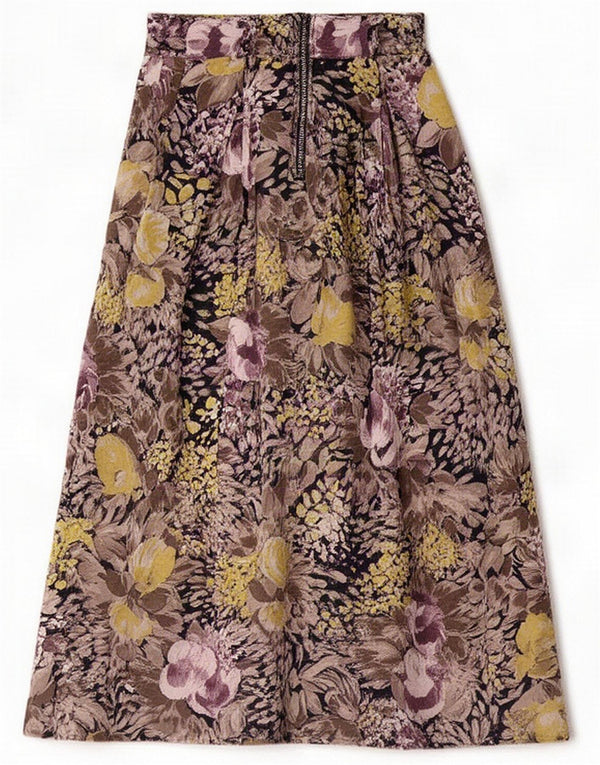 Jupe mi-longue vintage pour femme Medium W28 Floral multicolore