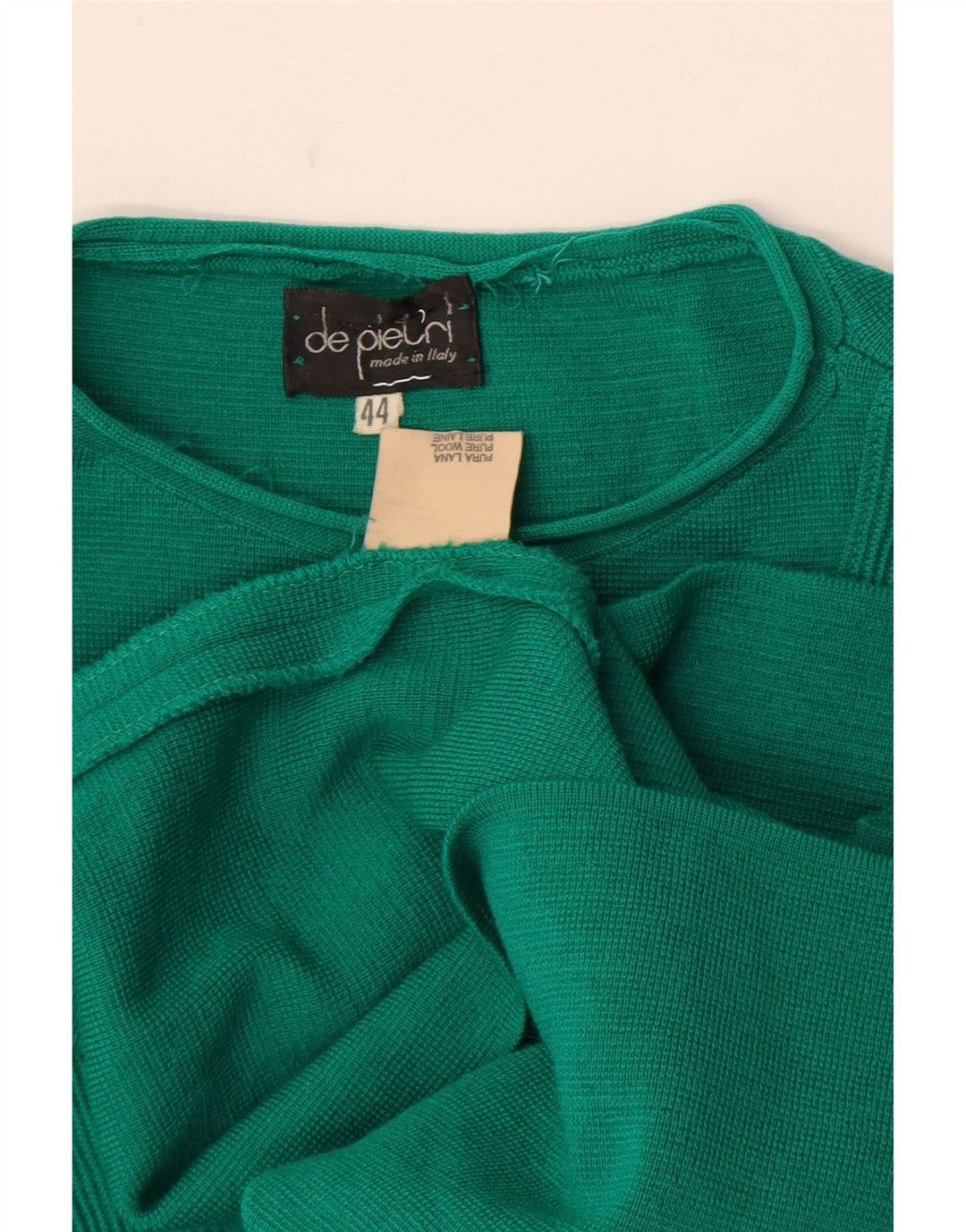 De Pietri Femme Robe Pull IT 44 Laine Vert Moyen