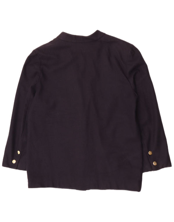 Luisa Spagnoli Veste Blazer 3 Boutons Femme UK 16 Grande Laine Bleu Marine
