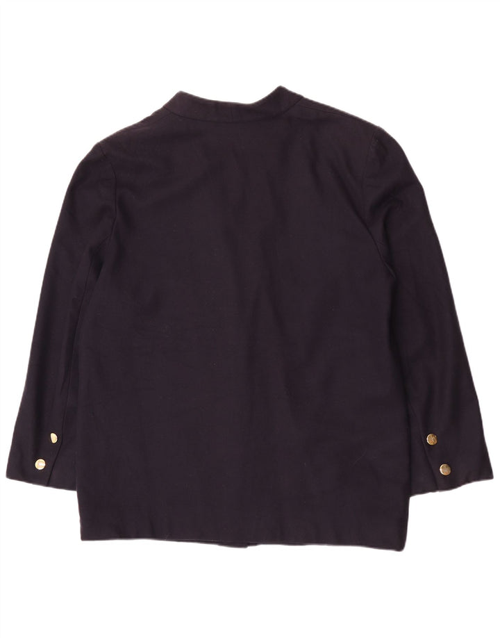 Luisa Spagnoli Veste Blazer 3 Boutons Femme UK 16 Grande Laine Bleu Marine