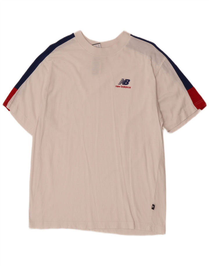 New Balance T-Shirt Homme Blanc Moyen Coton Colorblock