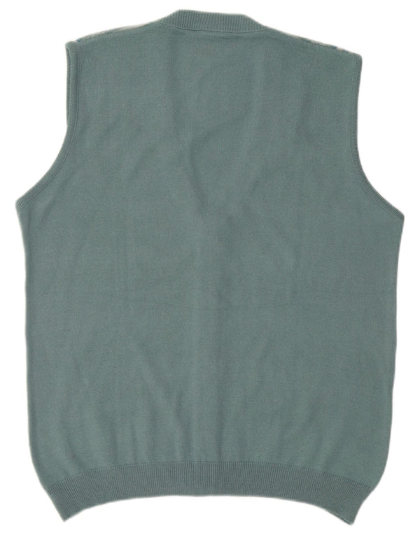 Bernardini Homme Cardigan Sans Manches Pull XL Bleu Géométrique Laine