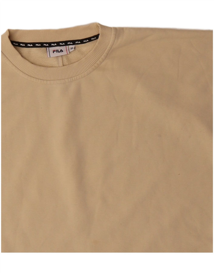 Fila Femme Crop Oversize T-Shirt Top UK 14 Coton Beige Moyen