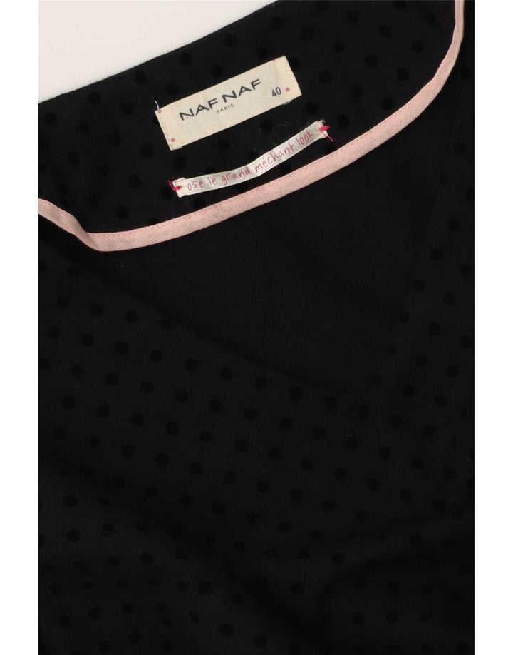 Naf Robe basique à manches 3/4 pour femme EU 40 Medium Noir à pois