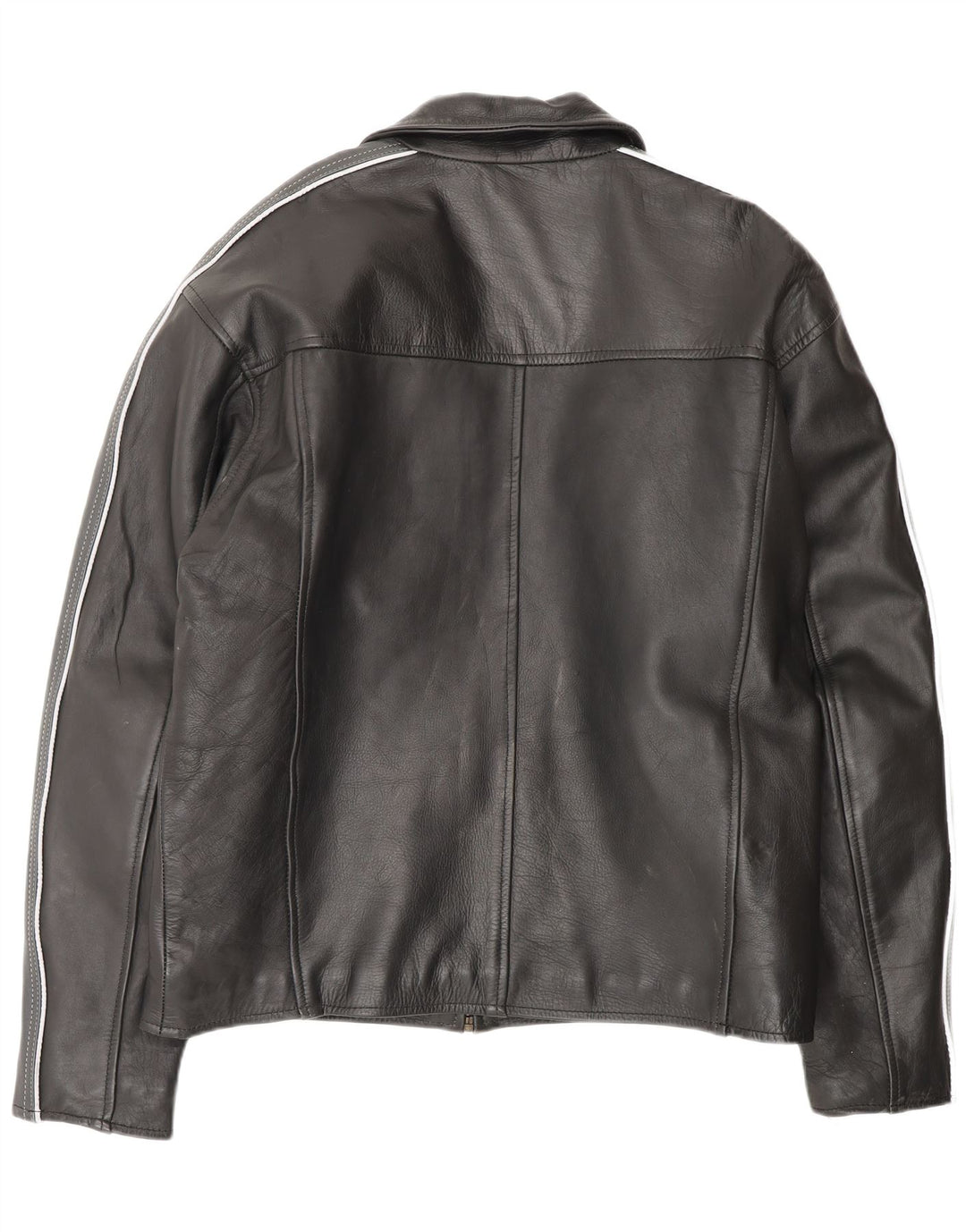 VINTAGE Veste en cuir homme UK 42 XL Cuir colorblock noir