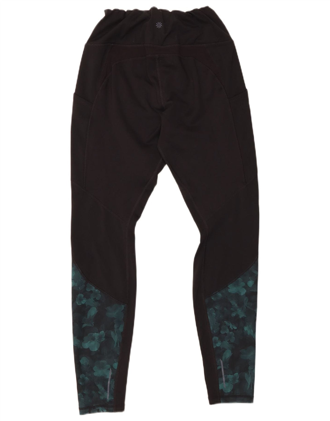 ATHLETA Leggings Femme UK 12 Polyester Floral Noir Moyen