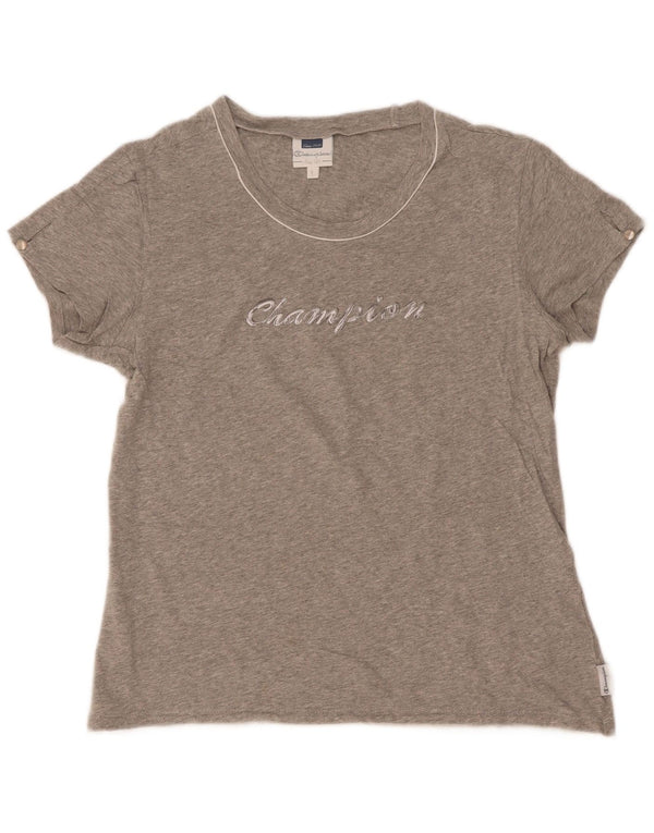 Champion T-shirt graphique Easy Fit pour femme UK 14 Large Gris Moucheté