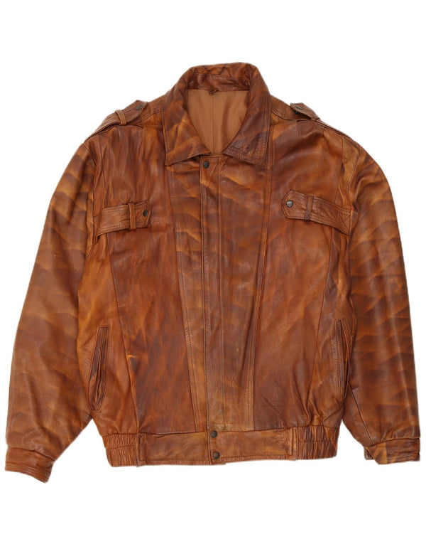 veste en cuir militaire vintage pour homme UK 44 2XL Cuir marron