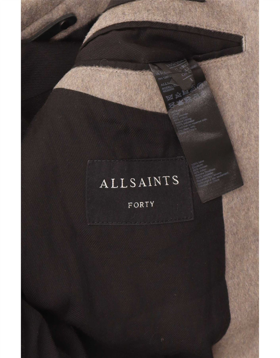 All Saints Manteau Homme UK 40 Large Laine Grise