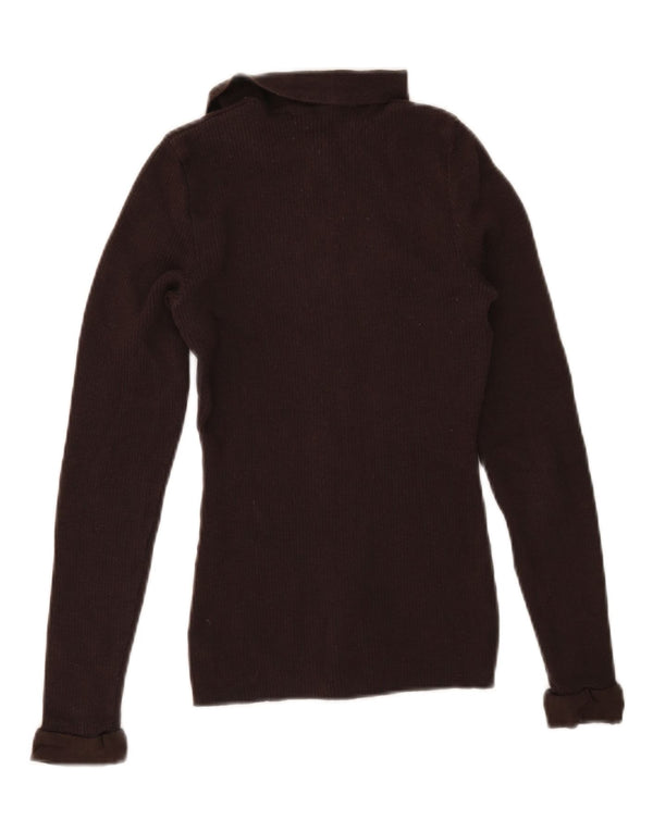 Sportmax Womens Crop Full Zip Cardigan Pull UK 8 Petit Marron