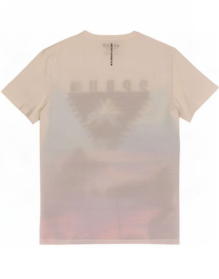 Guess T-Shirt Graphique Homme Petit Blanc Floral Polyester