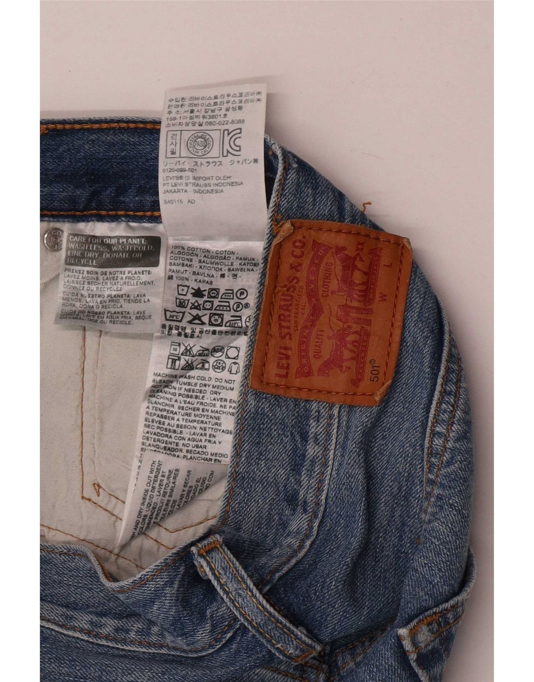 Levi's Short en Jean 501 Femme W28 Bleu Moyen Coton