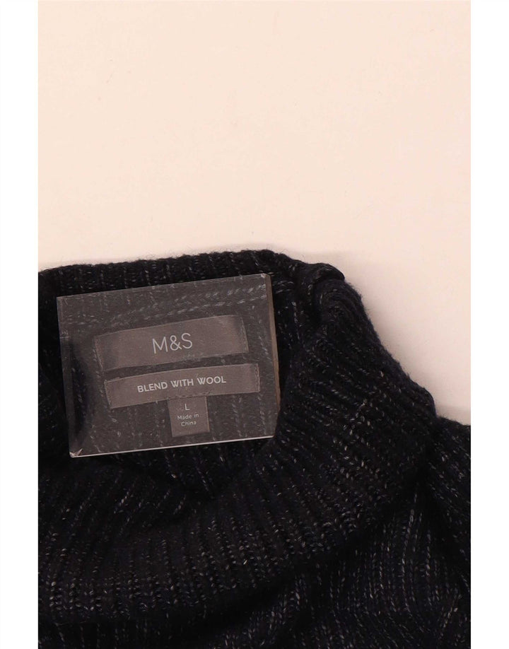 Marks & Spencer Pull col roulé pour homme en laine bleu marine Taille L