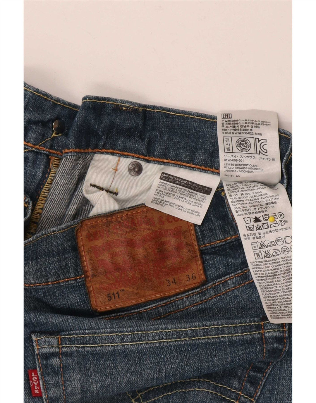 Levi's Jean Slim 511 Homme Bleu W34 L36 Coton
