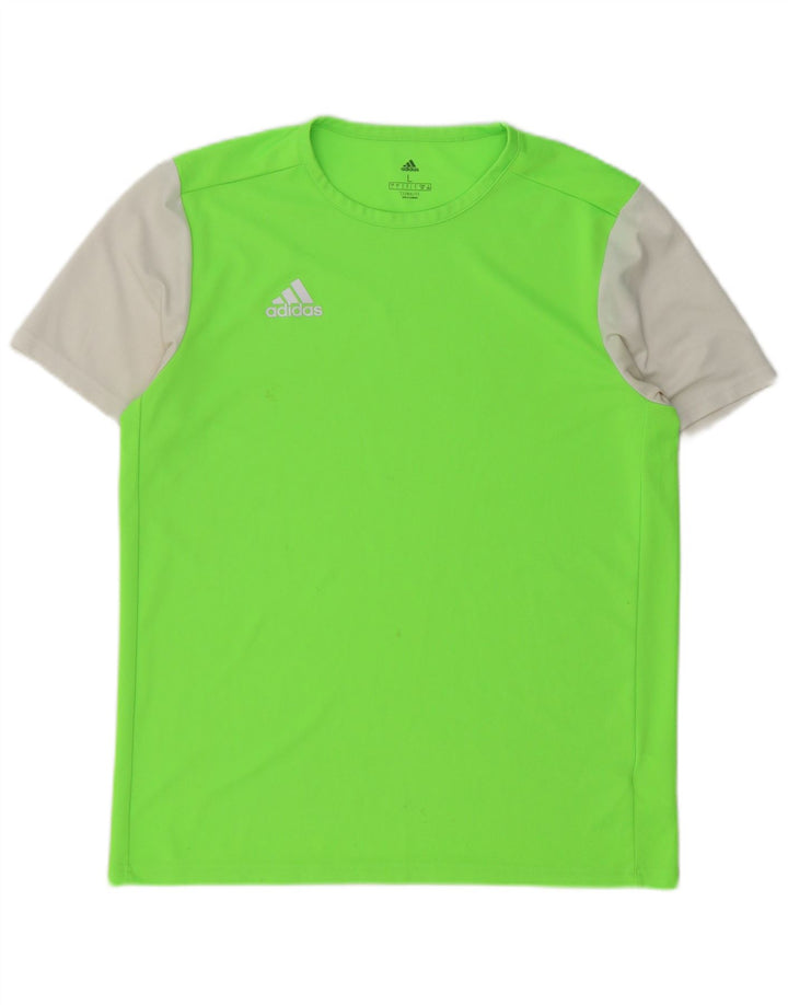 Adidas Hommes Climalite T-Shirt Haut Large Vert Colorblock Polyester