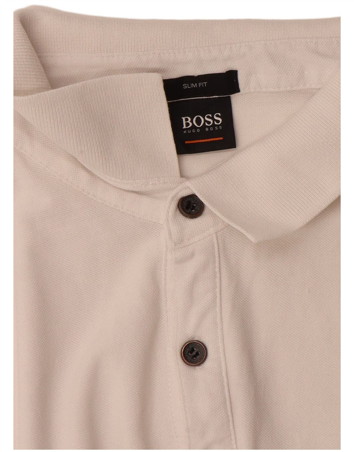 HUGO BOSS Polo Slim Fit Large Blanc Coton Homme