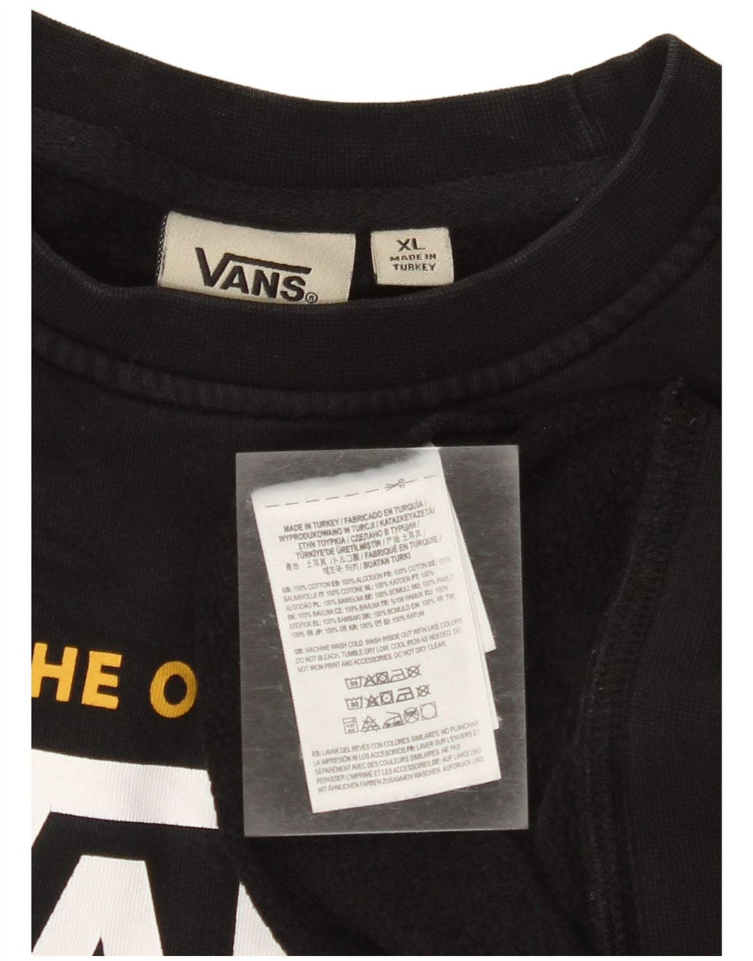 VANS Femmes Off The Wall Graphic Sweatshirt Jumper UK 18 XL Noir Coton