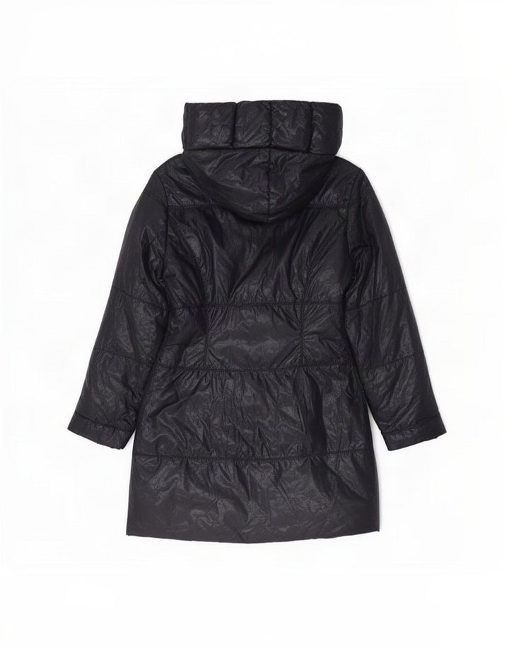 manteau rembourré à capuche femme vintage IT 40 Petit polyester bleu marine