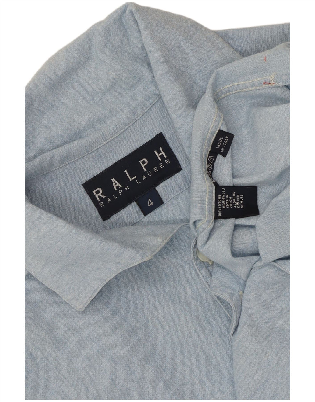 Ralph Lauren Chemise surdimensionnée à manches courtes pour femme US 4 Petit coton bleu
