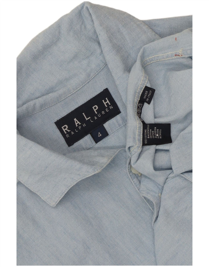 Ralph Lauren Chemise surdimensionnée à manches courtes pour femme US 4 Petit coton bleu