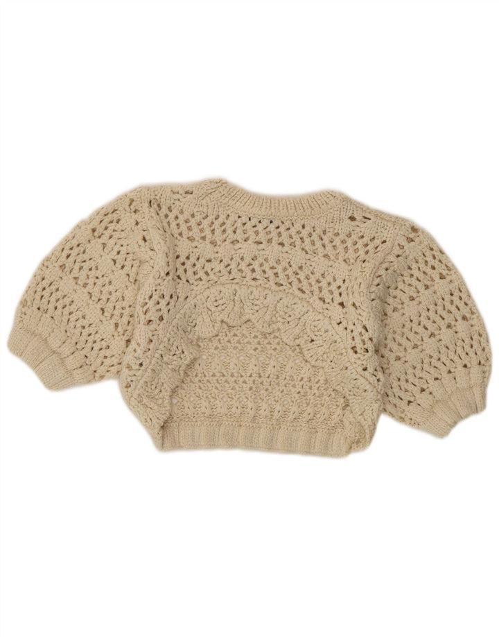 Zara Femme Knit See Through Top UK 8 Small Beige Acrylique