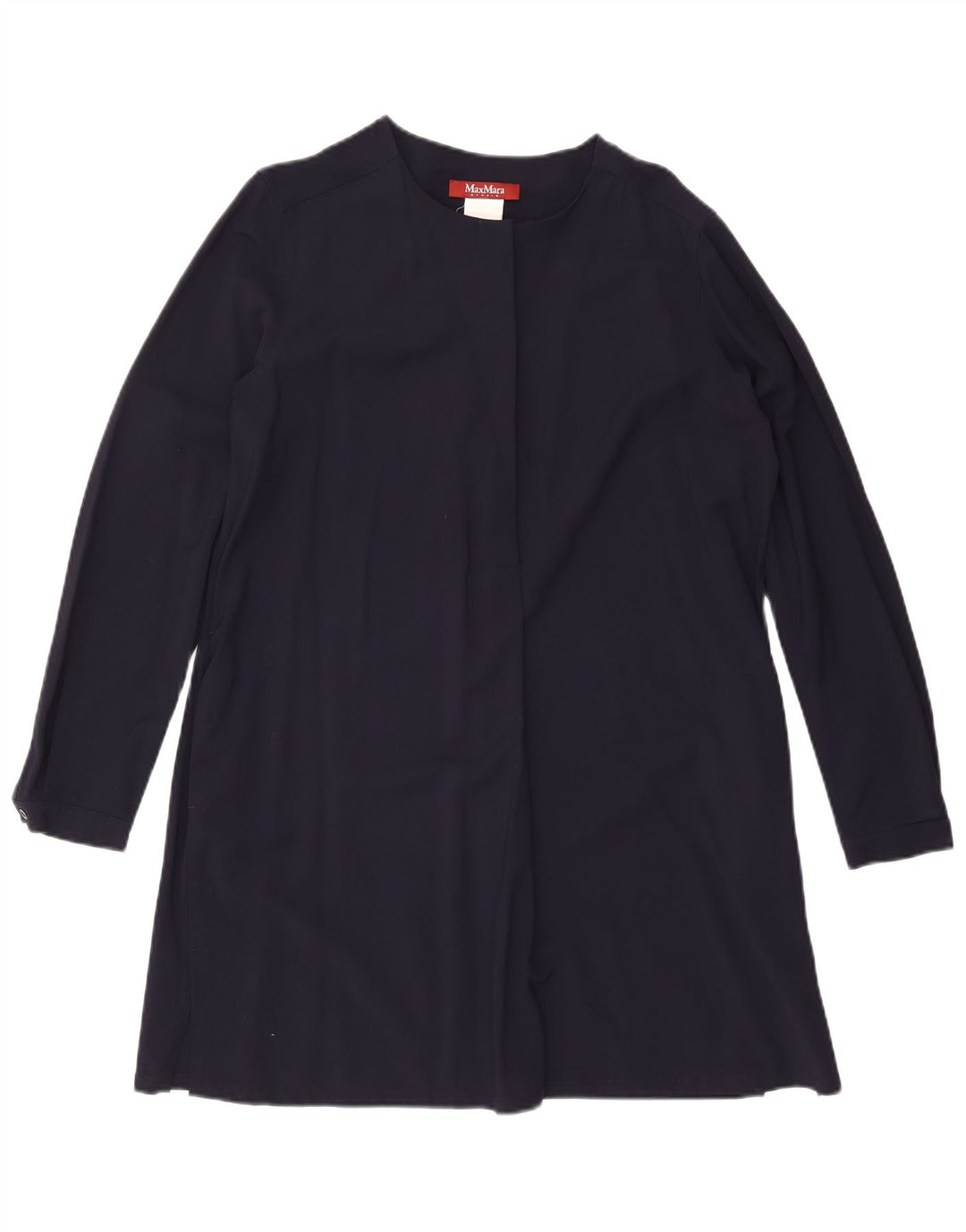 MAX MARA Robe trapèze à manches longues pour femme UK 14 Large Bleu marine Viscose