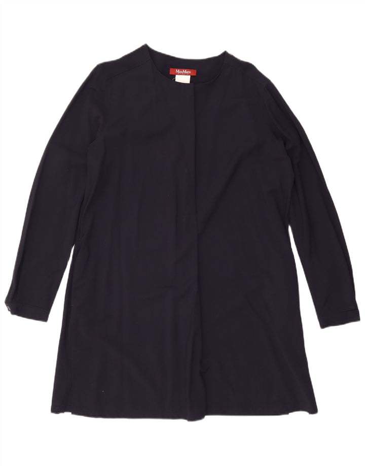 MAX MARA Robe trapèze à manches longues pour femme UK 14 Large Bleu marine Viscose