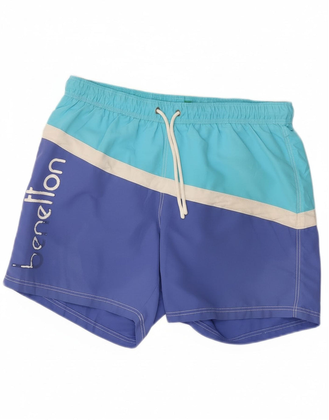 Benetton Short de Bain Graphique Homme Large Bleu Colorblock