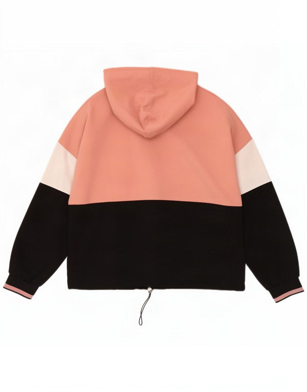 Zara Pull à capuche surdimensionné pour femme UK 10 Large Rose Colourblock