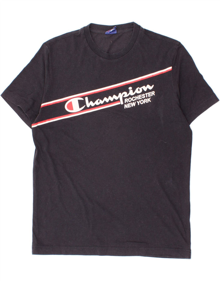 CHAMPION Mens Graphic T-Shirt Top Medium Black Cotton Vintage Champion and Second-Hand Champion from Messina Hembry 