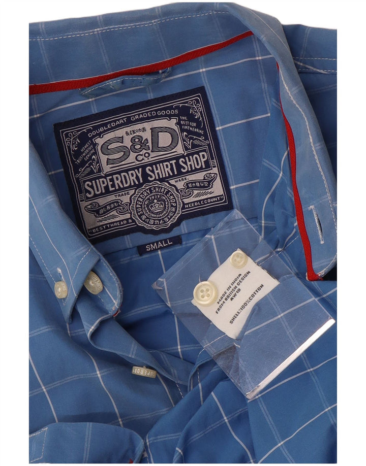 Superdry Chemise Homme Petit Carreau Bleu Coton