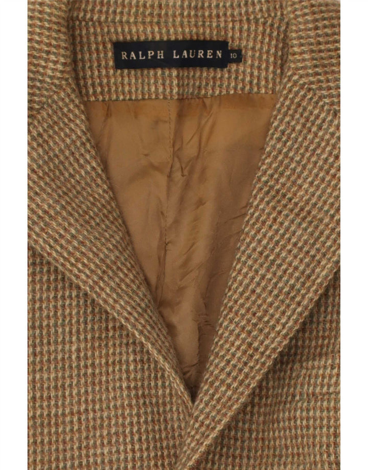 Ralph Lauren Veste blazer à 3 boutons pour femme US 10 Grand carreaux marron