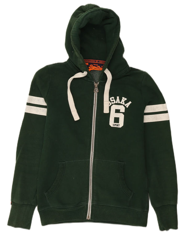 Superdry Pull à capuche zippé Osaka Graphic pour femme UK 14 Coton vert moyen