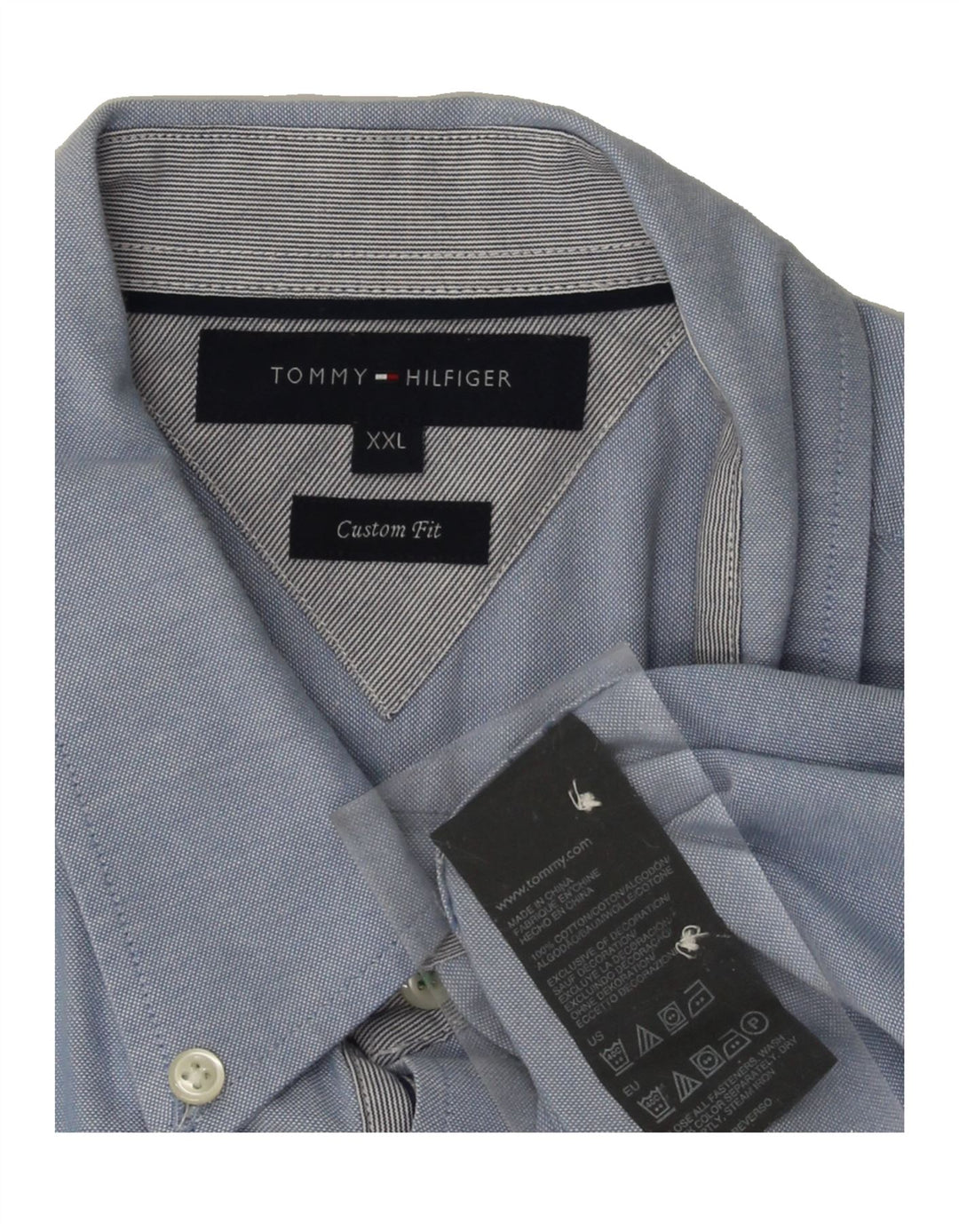 TOMMY HILFIGER Mens Custom Fit Shirt 2XL Blue Cotton Vintage Tommy Hilfiger and Second-Hand Tommy Hilfiger from Messina Hembry 