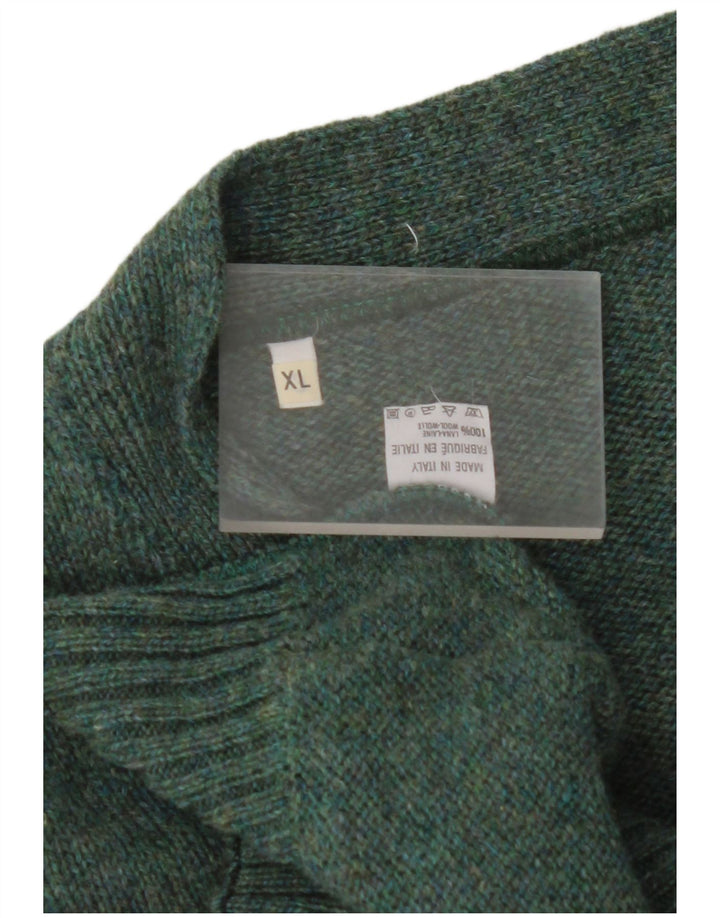 VINTAGE Pull Cardigan Homme XL Laine Verte