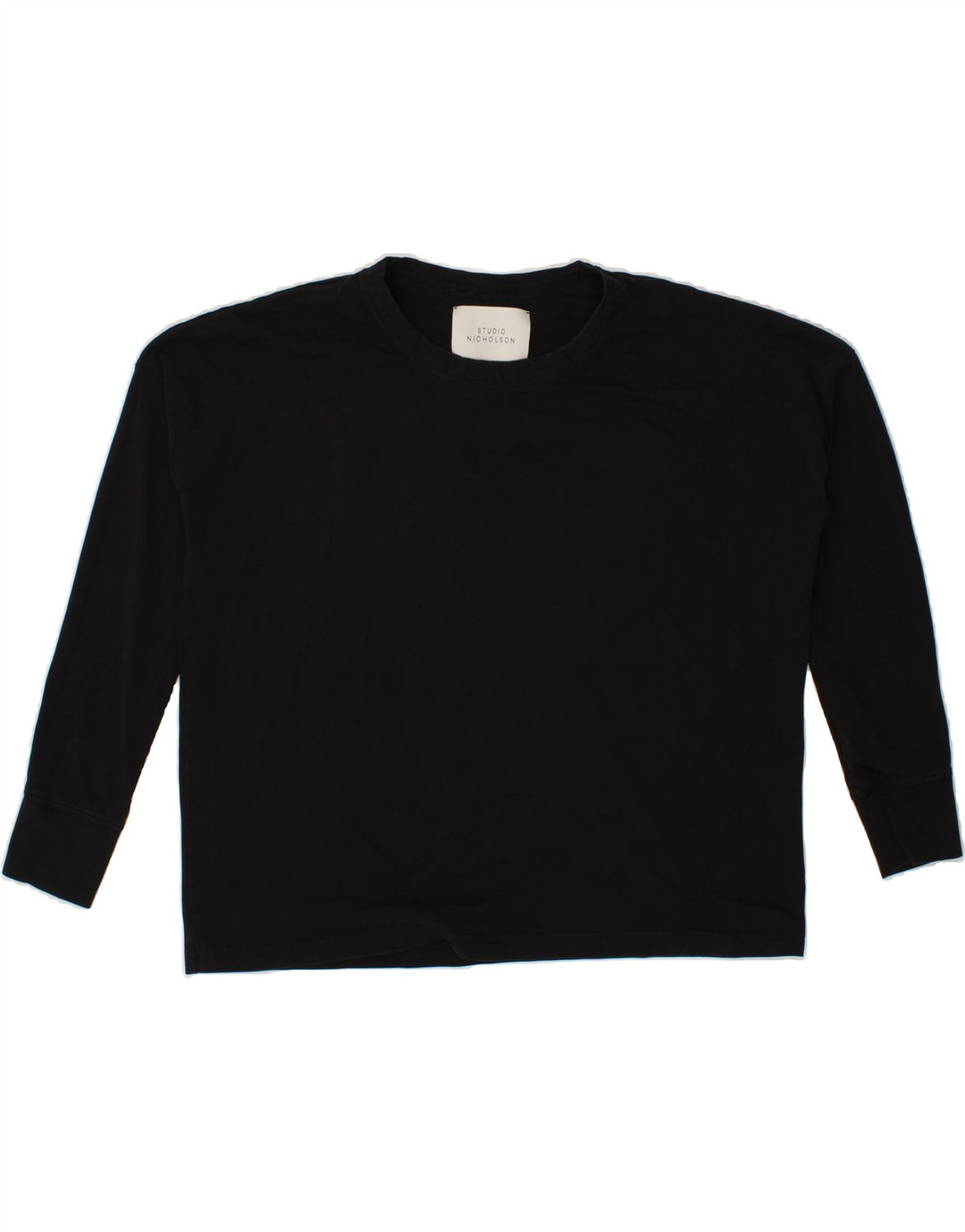 VINTAGE Womens Oversized Top Long Sleeve UK 16 Large Black Cotton Vintage Vintage and Second-Hand Vintage from Messina Hembry 